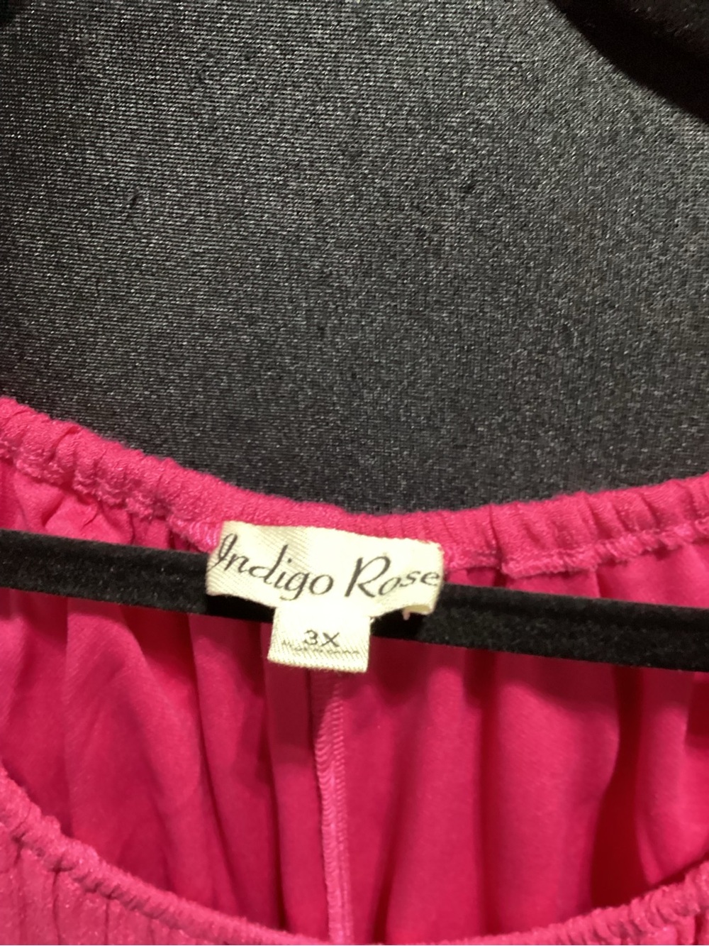 Bright Pink Women's Peasant Dress with Lace Bell Sleeves - Picture 7 of 7